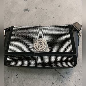 Valentino Orlandi Italy Black Rhinestone Embellished Crossbody Bag